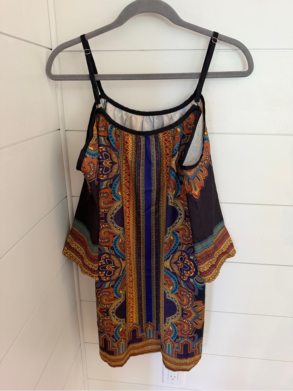 Milumia Boho Cold-Shoulder Printed Mini Dress - Small